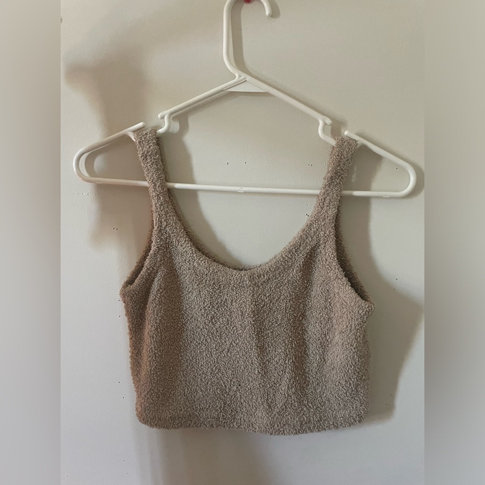 fluffy brown tank top
